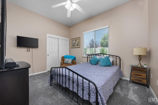 3404 Medallion Rose Ave, Bakersfield, CA 93313 - carpeted bedroom featuring baseboards, a closet, and ceiling fan