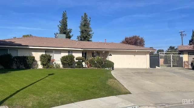 ranch-style home featuring a front yard