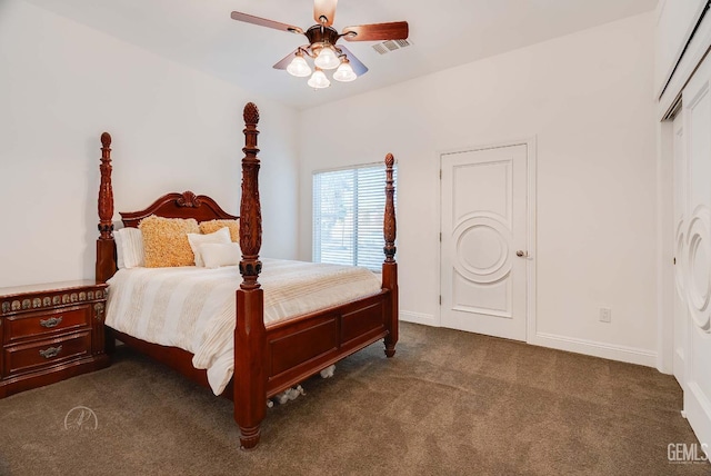 9446 E Kern River Ave, Bakersfield, CA 93308 - bedroom featuring dark carpet and ceiling fan