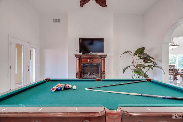 9446 E Kern River Ave, Bakersfield, CA 93308 - rec room featuring pool table and a fireplace