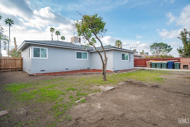 1800 Hughes Ln, Bakersfield, CA 93304 - back of property featuring crawl space, a fenced backyard, and stucco siding