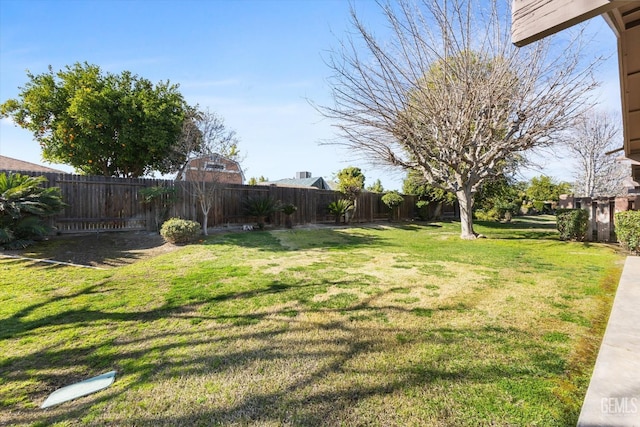 view of yard featuring a fenced backyard