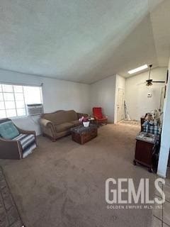 living room featuring vaulted ceiling