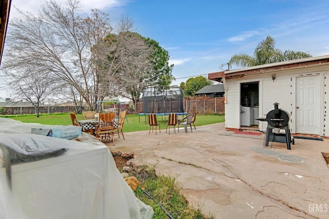 view of patio with a trampoline