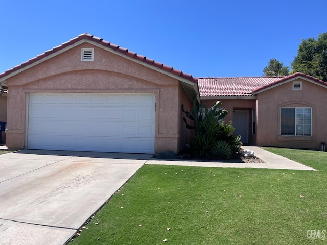 6009 Georgia Pine Way, Bakersfield, CA 93313 - view of front of property with a tile roof, driveway, and stucco siding