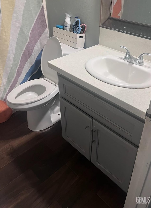 6009 Georgia Pine Way, Bakersfield, CA 93313 - full bathroom featuring vanity, wood finished floors, and a shower with curtain