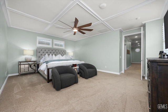 28537 Vista Del Rio Dr, Valencia, CA 91354 - carpeted bedroom with coffered ceiling and a ceiling fan