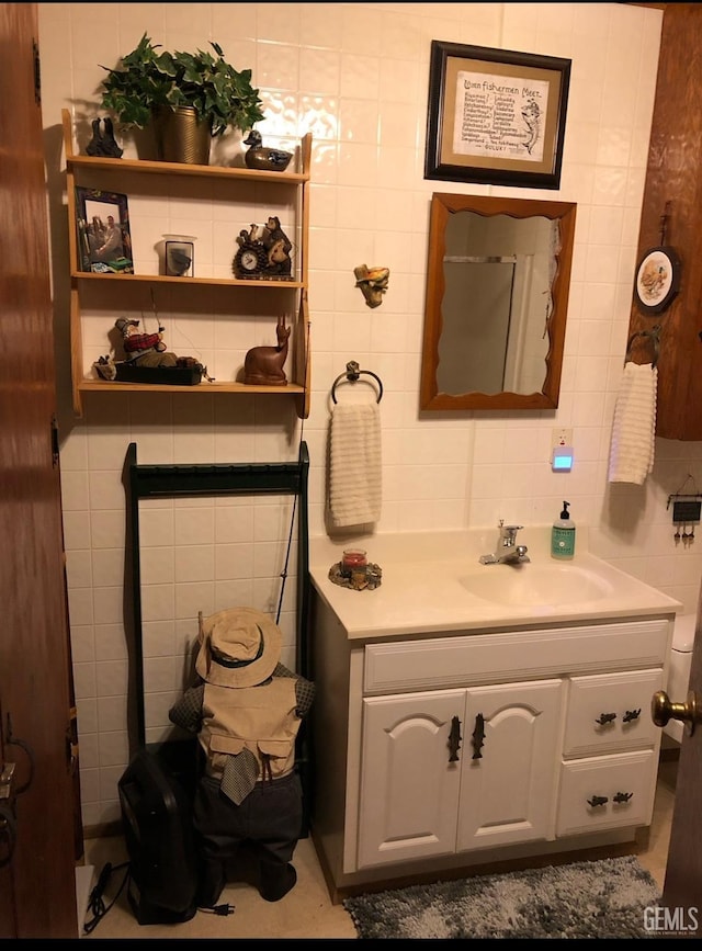 45796 Carlin Dr, Posey, CA 93260 - bathroom with tile walls, vanity, and backsplash