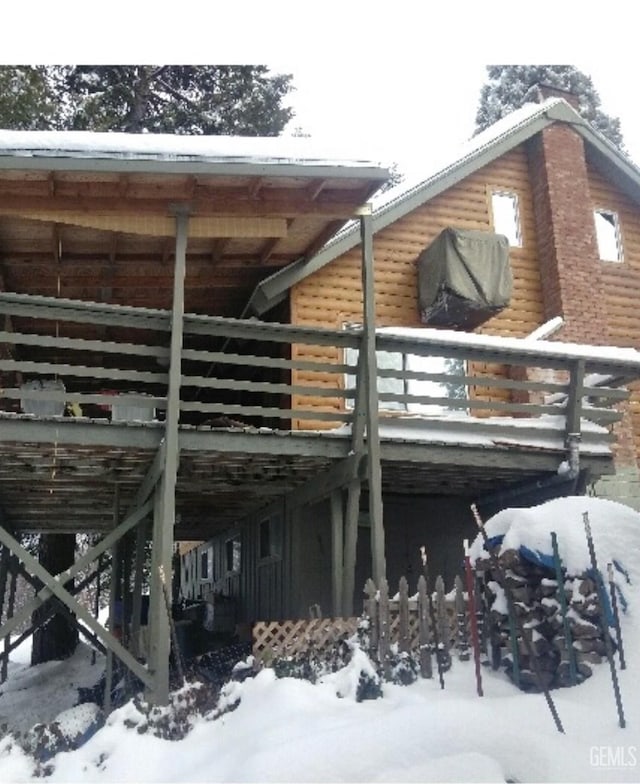 45796 Carlin Dr, Posey, CA 93260 - view of snow covered exterior featuring a deck