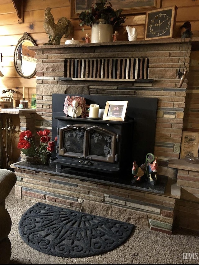 45796 Carlin Dr, Posey, CA 93260 - detailed view of a wood stove and wooden walls
