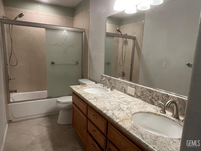 7412 Indian Gulch St, Bakersfield, CA 93313 - bathroom with double vanity and bath / shower combo with glass door