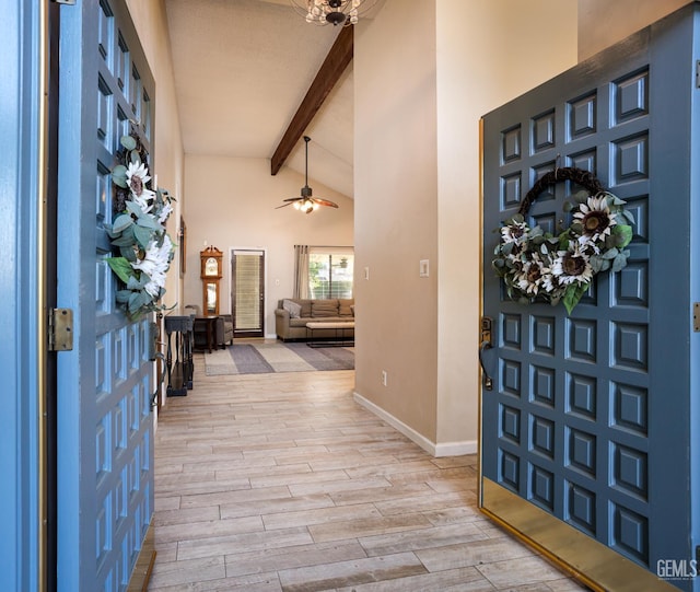 9604 Lea Oak Rd, Bakersfield, CA 93311 - entrance foyer featuring light wood-type flooring, a ceiling fan, and baseboards