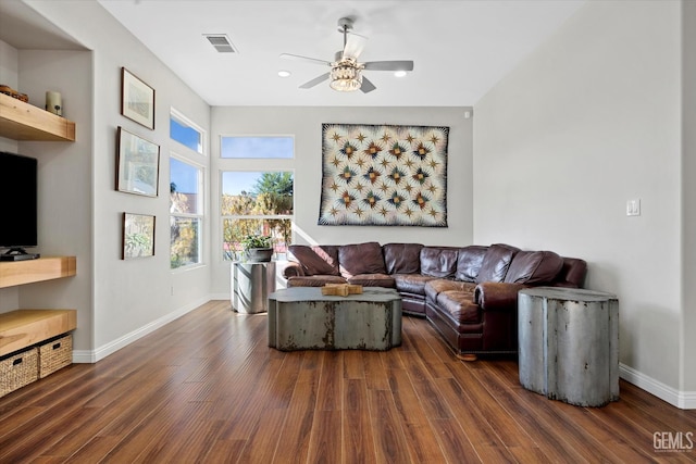 4504 Polo Club Dr, Bakersfield, CA 93312 - living area with ceiling fan, wood finished floors, and recessed lighting