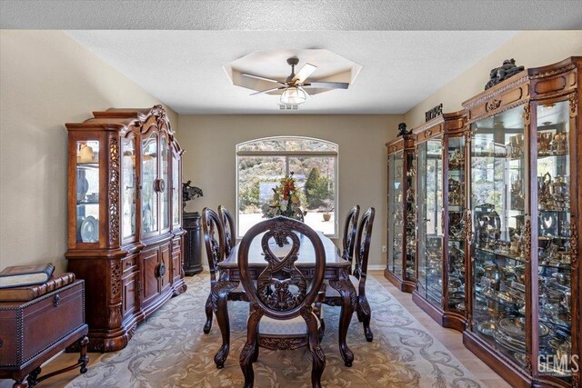 dining space with ceiling fan