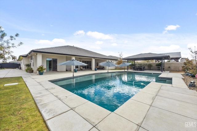 view of pool with a gazebo and a patio area