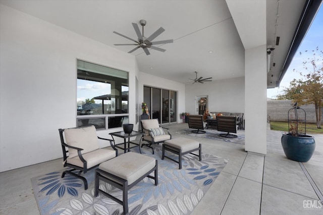 view of patio / terrace with an outdoor hangout area and ceiling fan