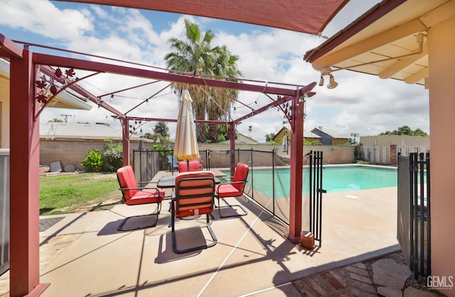 6513 Desmond Ct, Bakersfield, CA 93308 - view of swimming pool featuring a fenced backyard, a patio, and outdoor dining area