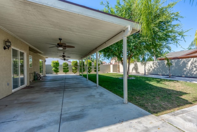 view of patio / terrace with ceiling fan