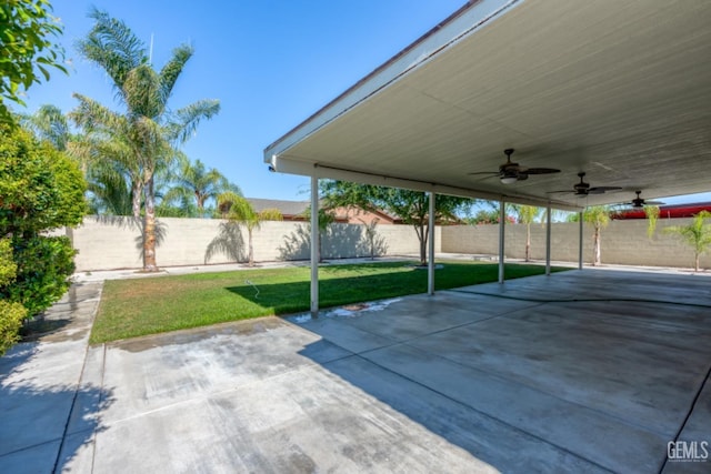 view of patio with ceiling fan