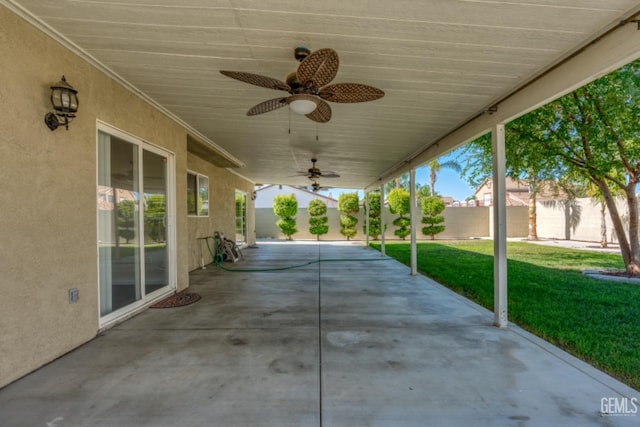 view of patio with ceiling fan