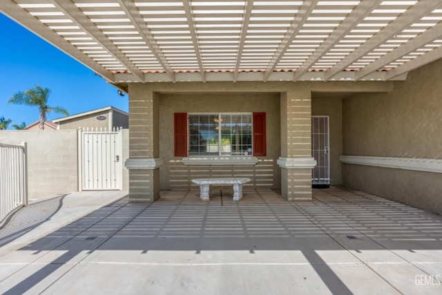 view of patio / terrace featuring a pergola