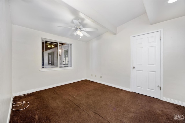 1008 Acacia Ave, Bakersfield, CA 93305 - spare room featuring carpet floors, a ceiling fan, and beamed ceiling
