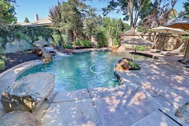 1881 Richert Ave, Clovis, CA 93611 - view of swimming pool with a fenced backyard and a patio area