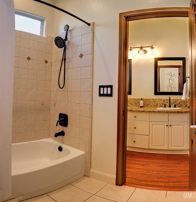 1881 Richert Ave, Clovis, CA 93611 - bathroom with vanity, tile patterned flooring, and bathing tub / shower combination