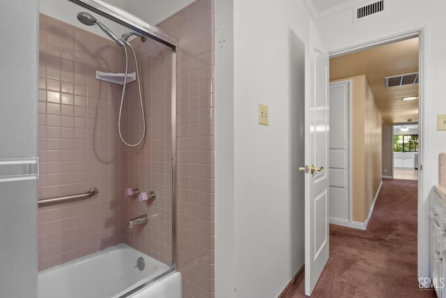 1191 Edmund St, Bakersfield, CA 93309 - full bath with shower / bath combination and crown molding