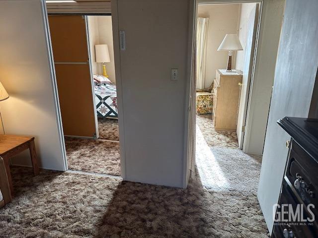 hallway featuring carpet flooring