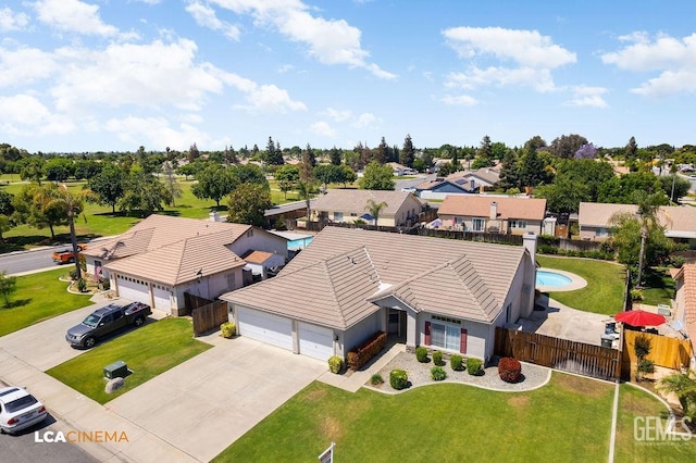 5605 Meadow Valley Ct, Bakersfield, CA 93312 - aerial perspective of suburban area featuring a pool area