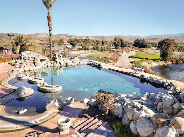 view of water feature featuring a mountain view