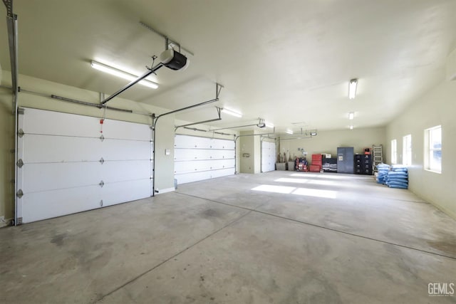 garage with a garage door opener