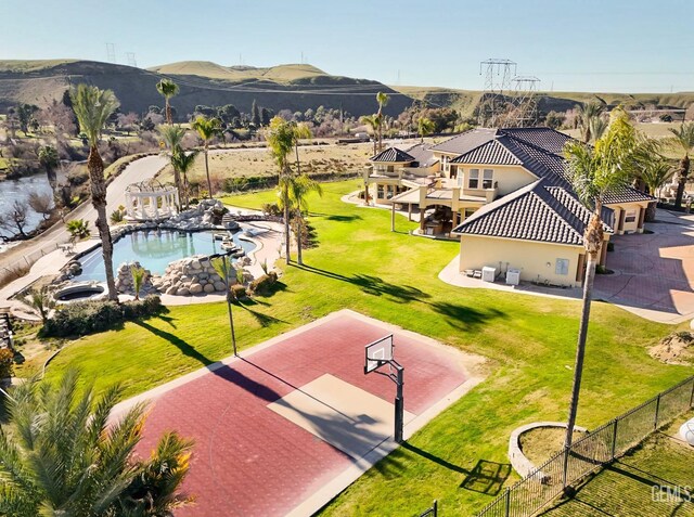 bird's eye view with a mountain view