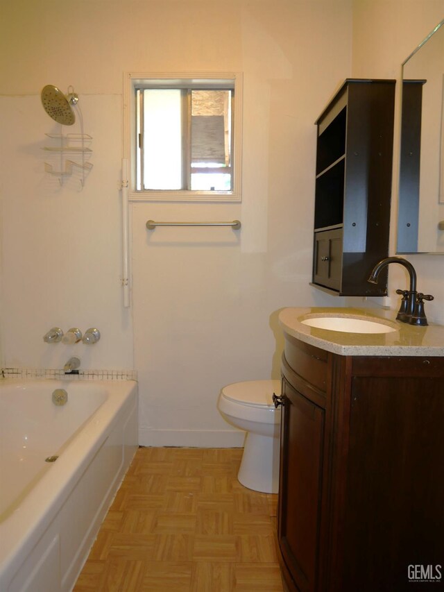 101 Oakdale Dr, Bakersfield, CA 93309 - bathroom with vanity, toilet, and shower / bathtub combination