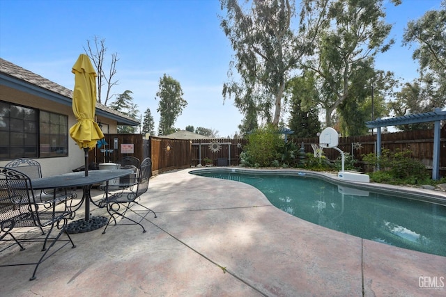 view of pool with a patio area, a fenced backyard, and a fenced in pool