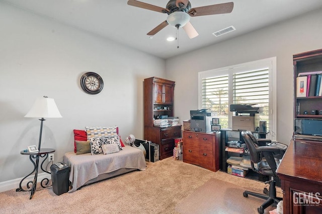 13765 Serrano Pl, Hanford, CA 93230 - carpeted office space with visible vents and ceiling fan
