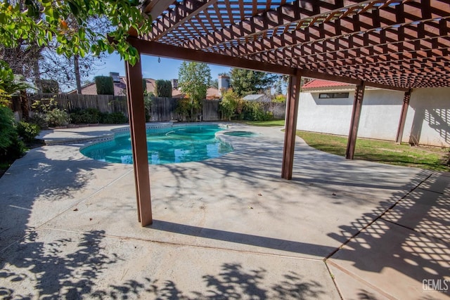 view of pool with a patio area, a pergola, and a fenced backyard