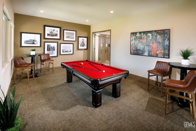 12820 Graham Ct, Bakersfield, CA 93311 - recreation room featuring carpet, billiards, and recessed lighting