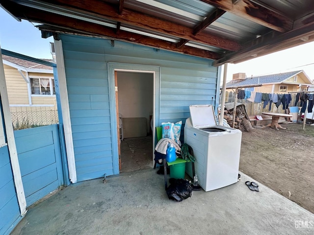 view of patio / terrace featuring washer / dryer