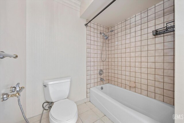 9408 Wandering Oak Dr, Bakersfield, CA 93311 - bathroom with tile patterned flooring, toilet, washtub / shower combination, and baseboards