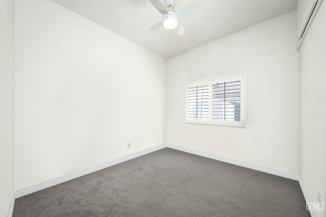 10505 Finchley Dr, Bakersfield, CA 93311 - spare room featuring dark carpet, baseboards, and ceiling fan