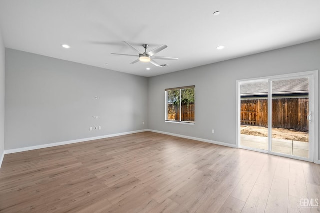 6522 Bangor Pl, Bakersfield, CA 93313 - unfurnished room featuring a ceiling fan, light wood-type flooring, and recessed lighting