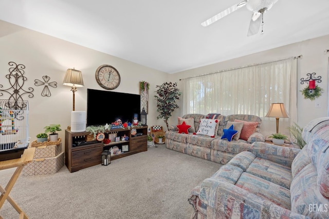 1112 Pebble Beach Dr, Bakersfield, CA 93309 - carpeted living room featuring ceiling fan