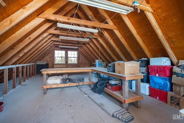 view of unfinished attic