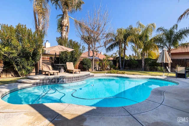 view of swimming pool featuring a patio