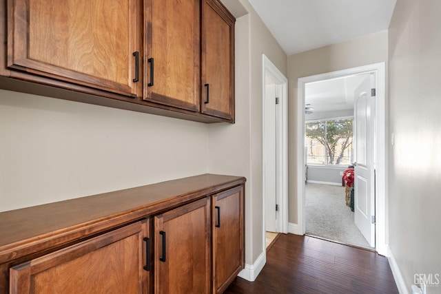 hall featuring dark hardwood / wood-style floors