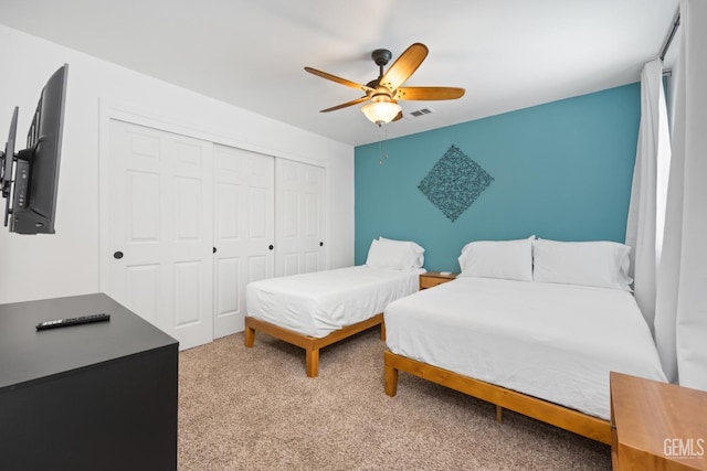 6418 Abby Rose Ave, Bakersfield, CA 93308 - bedroom featuring carpet, a closet, and ceiling fan
