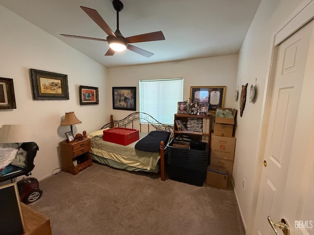 3910 Mariana Way, Bakersfield, CA 93311 - bedroom with carpet floors, lofted ceiling, and ceiling fan