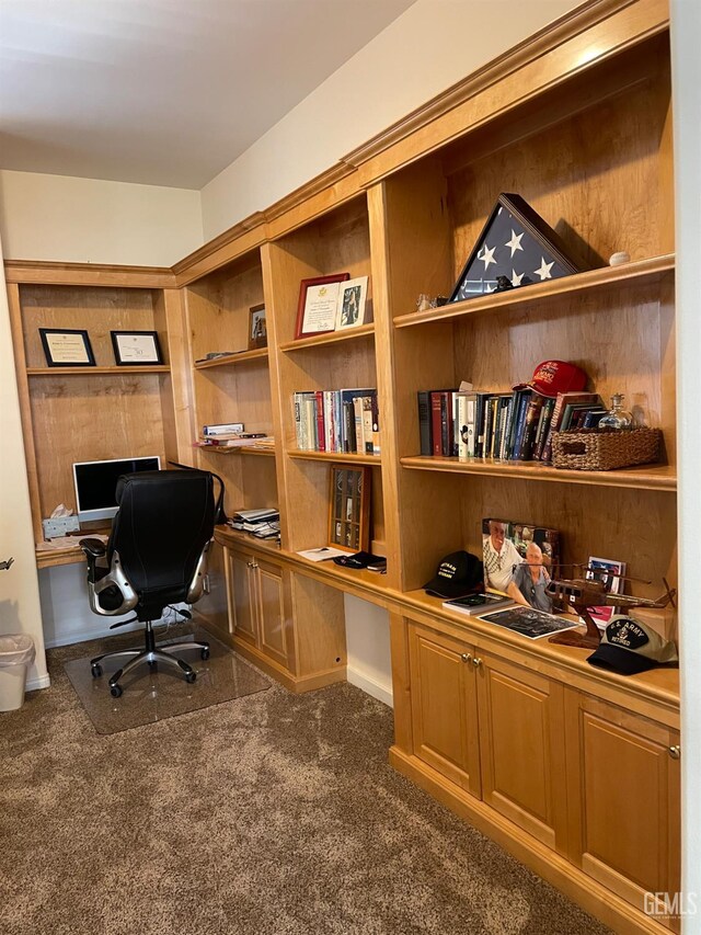 10011 Rosebud Ave, Bakersfield, CA 93311 - carpeted home office featuring built in desk